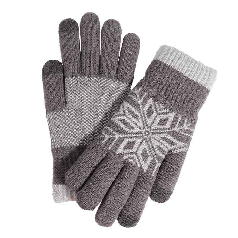 Christmas Gloves Double-layer Touchscreen Gloves with Thick Velvet Knit Gloves Outdoor Winter Cold Resistant and Warm Gloves
