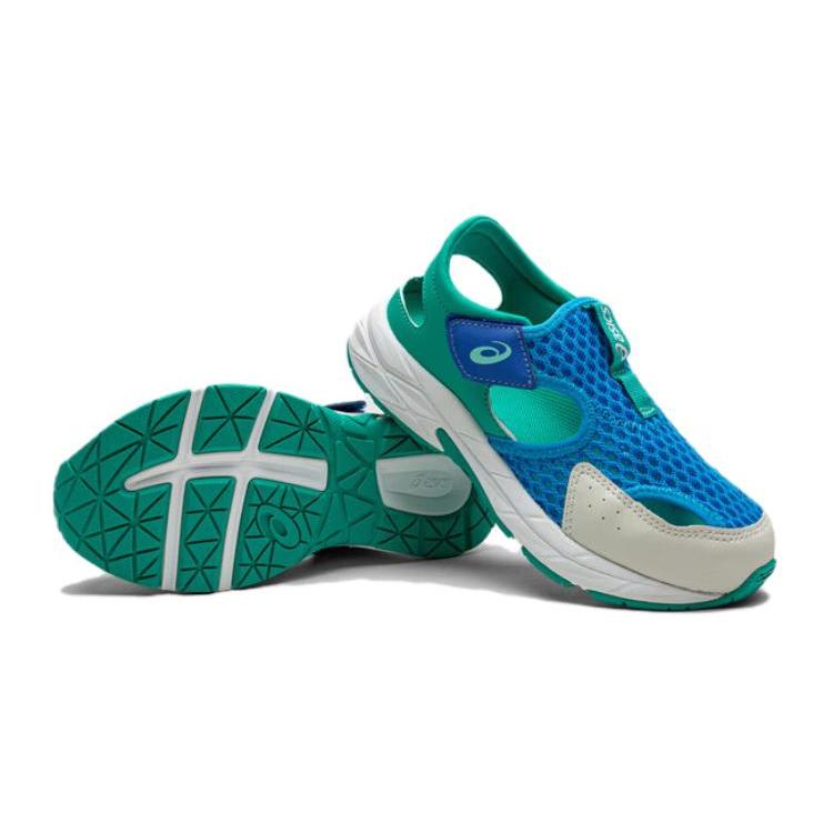 Asics Износостойкие Легкие Амортизирующие Дышащие Нескользящие Защита от Ударов Низкие Сандалии Сине-Зеленые Детские 1014A306-403