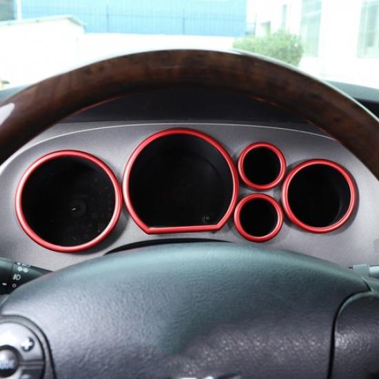 For Toyota Tundra 2007-2013 Red Alloy Dash Speedometer Odometer Ring Trim 5pcs