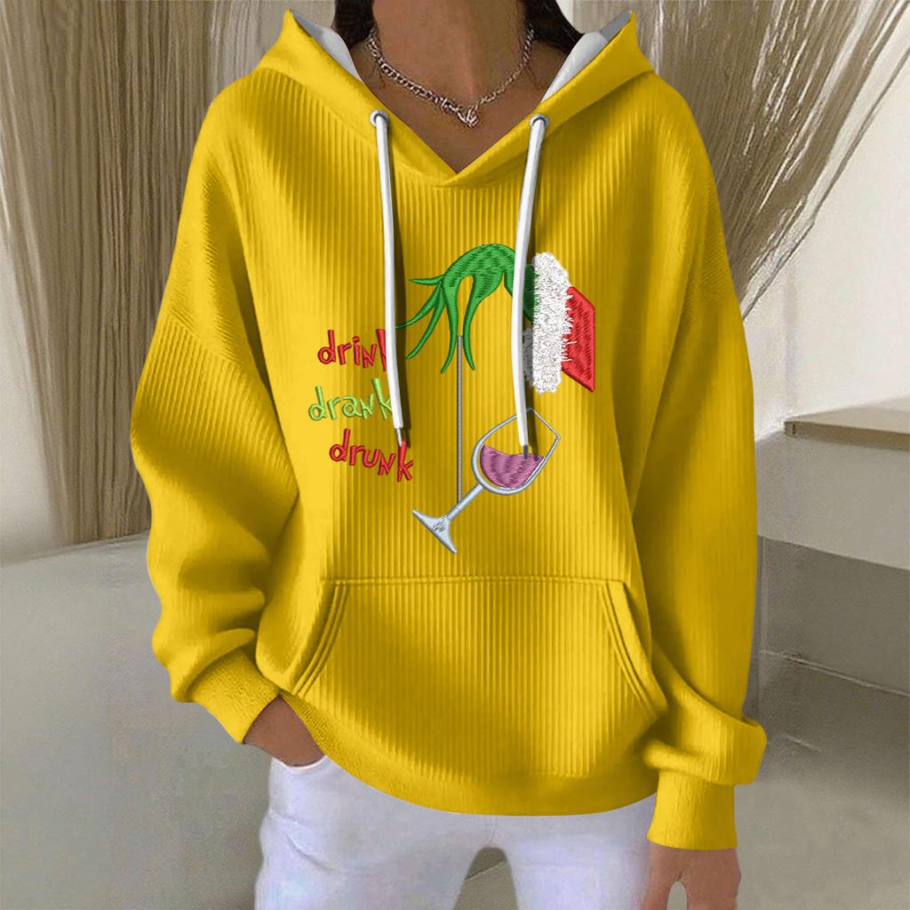 Женская модная повседневная толстовка с длинными рукавами и принтом рождественского ангела