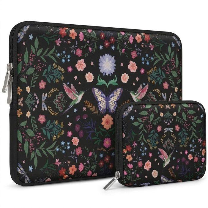 Housse Ordinateur 15" avec Pochette, pour MacBook Pro/Air Surface Pro HP - Motif Floral