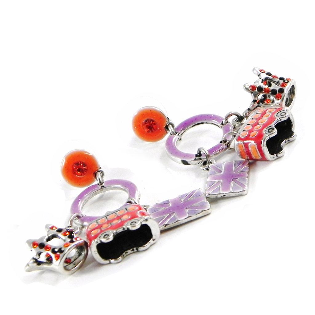 NOA [H8930] — Дизайнерские серьги «So British», розово-фиолетовые.