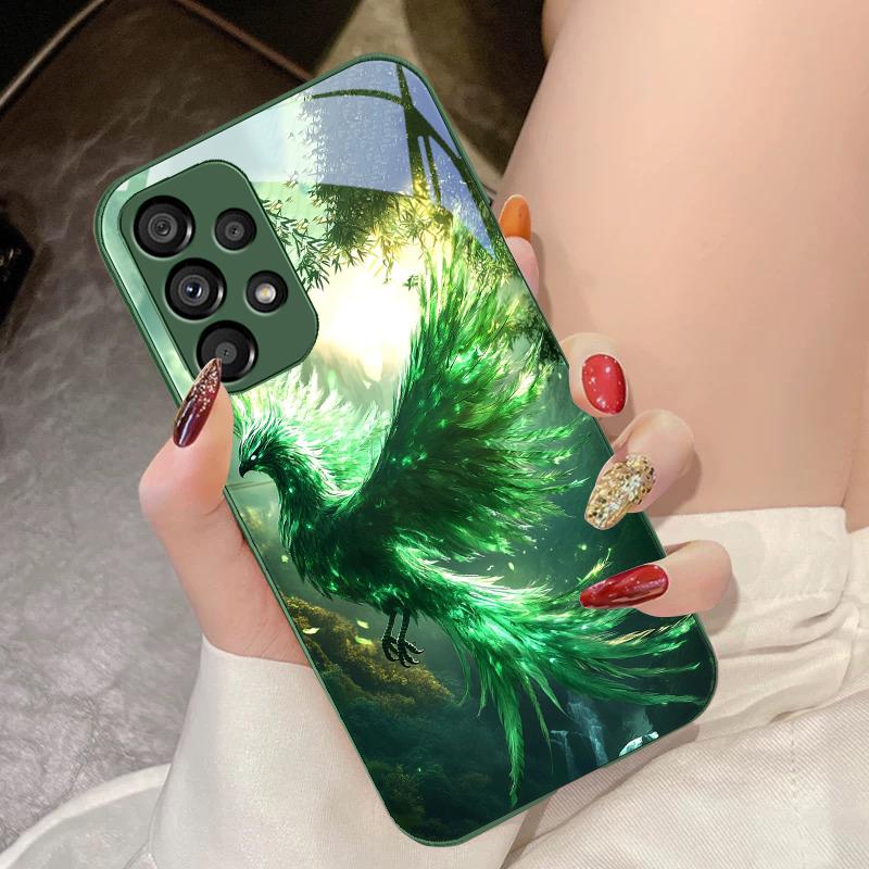 Чехол для телефона из закаленного стекла Golden Phoenix Unfolding для Samsung Galaxy S10 4G S20 11E 30 S21 22 S24 Fe Pro S23 S25 Ultra 5G S9