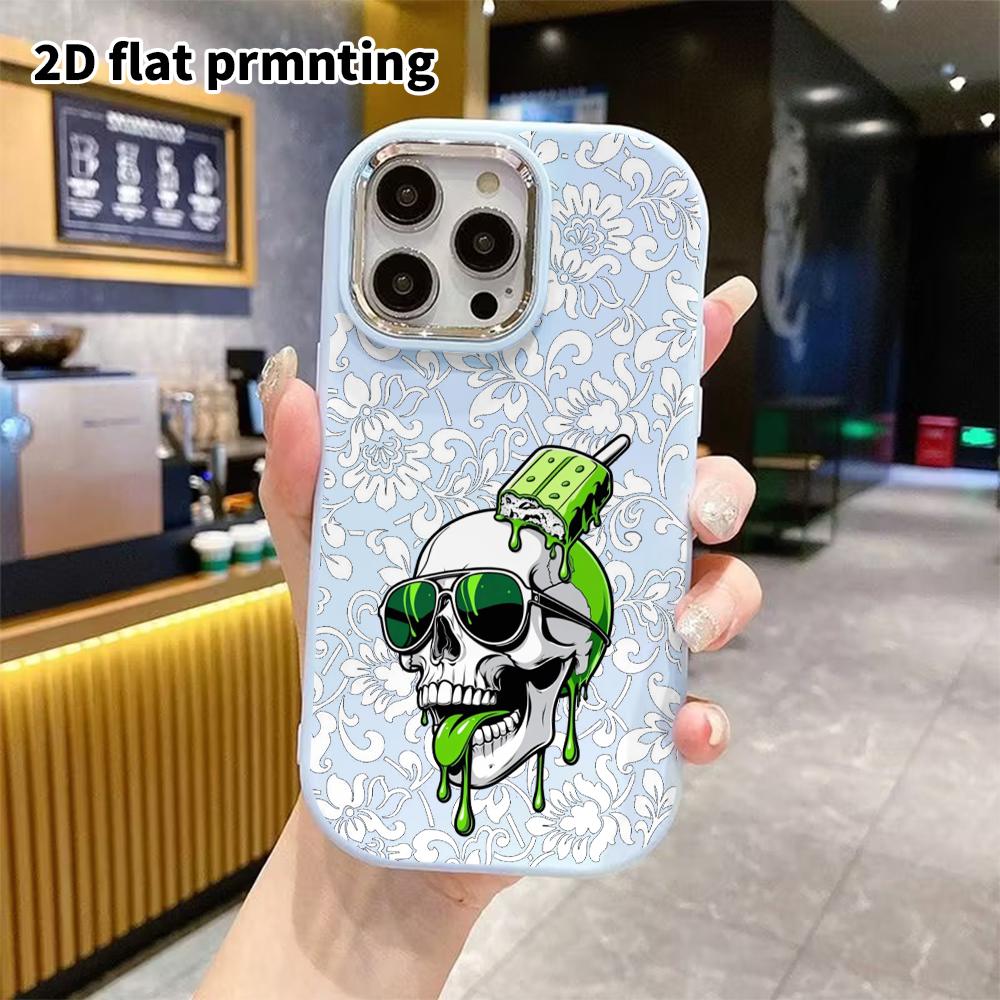 Phone Case: 2D flat design suitable for iPhone 18 17 16 15 14 13 Pro protective case, couple style, reflective sunglasses, Christmas and Halloween gif