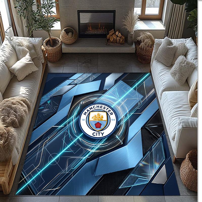 Фланелевый ковер с принтом Manchester City, нескользящий, мягкий, из полиэстера, для пола, декоративный коврик для спальни, гостиной, дивана