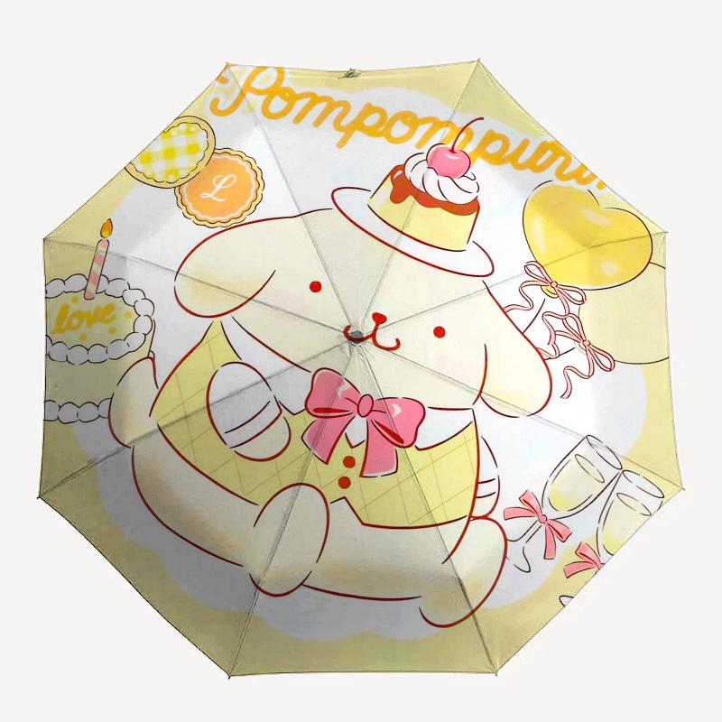 1 шт. Милый зонт-party для десертов Pompompurin с пластиковой ручкой, Компактный и стильный, Подходит для всех сезонов, для дома, путешествий, улицы N234