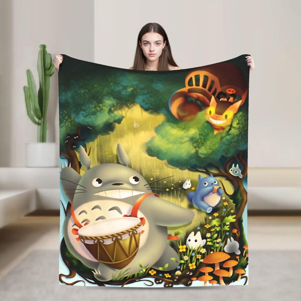 Traditional Nekobasu Japanese Blanket T-Totoros Travel Flannel Bedding Throws For Living Room Warm Bedspread Birthday Present