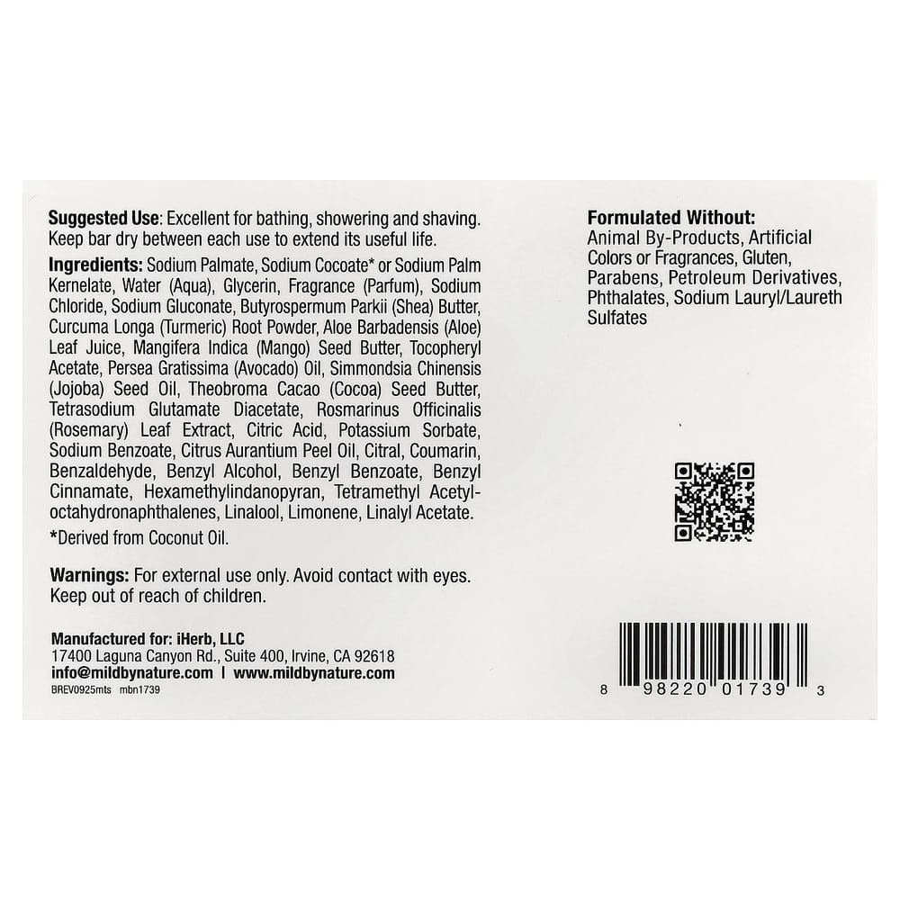 Мыло Mild By Nature с манго и куркумой 141 г (5oz)