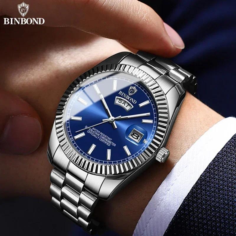 Men's Fashion Business Sports Quartz Watch 30M Waterproof Luminous Classic Calendar Creative Clock Male Wristwatch