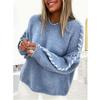 Women S Long Sleeve Solid Color Round Neck Pullover Knit Sweater