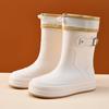 Fashion Rain Shoes Women's Waterproof Mouth Medium Tube Rain Boots Lightweight Waterproof Rubber Shoes Comfortable Work Outdoor Wading Shoes Women