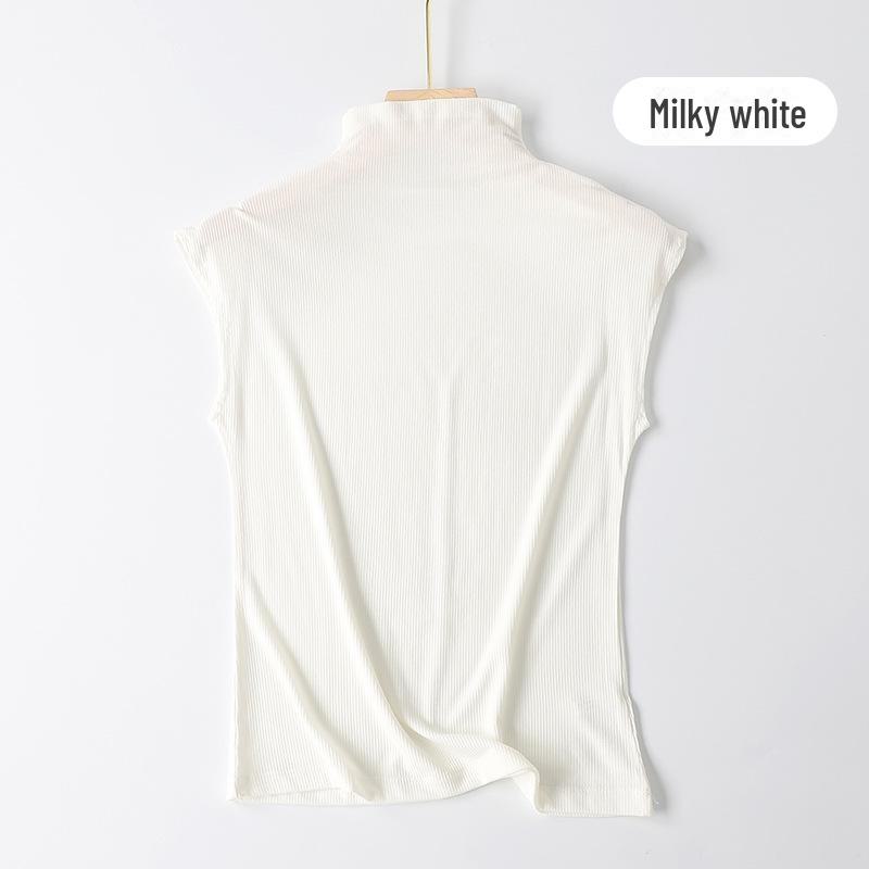 Женский жилет без рукавов с полуворотом из модала - стильный черный летний топ