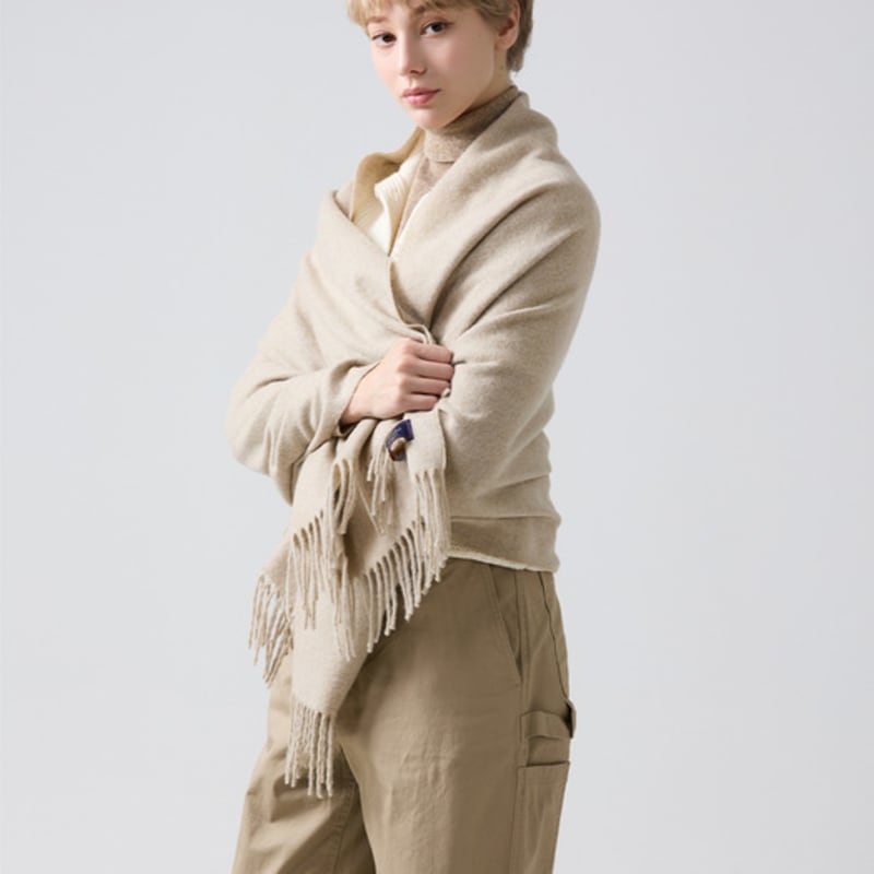 ABRAHAM MOON Merino Wool Shawl 70cm - Beige