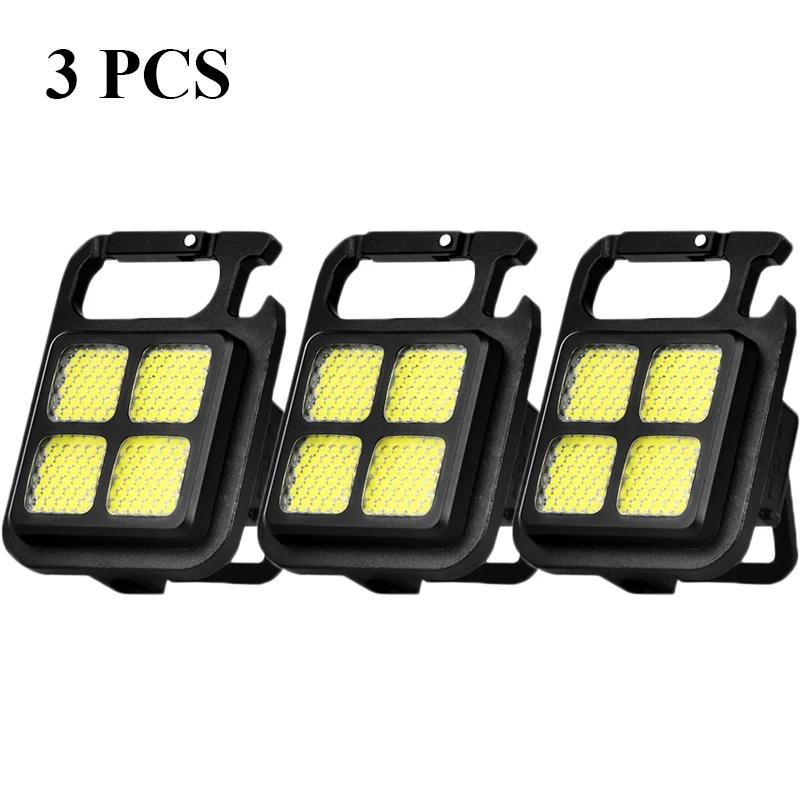 Mini Flashlight Keychain Light COB Work Lights USB Rechargeable Lamp with Back Magnet Super Bright Portable Fishing Lanterns