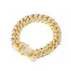 12mm Width Diamond Luxury Shiny Bracelet Hip Hop Link Chain Inlaid Rhinestone
