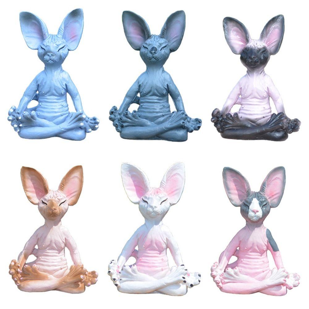 Сфинкс Кошка Симуляция Бесшерстная Кошка Фигурка Медитация Йога Счастливый Кот Декор Ландшафтный Сад Горшок