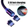 Магнитный кабель для быстрой зарядки и передачи данных Micro USB Type-C, 0,5 м, 3,1 А, для Android iPhone