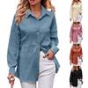 Women's Fashion Casual Striped Solid Color Cardigan Long Sleeve Button Down Jacket Top