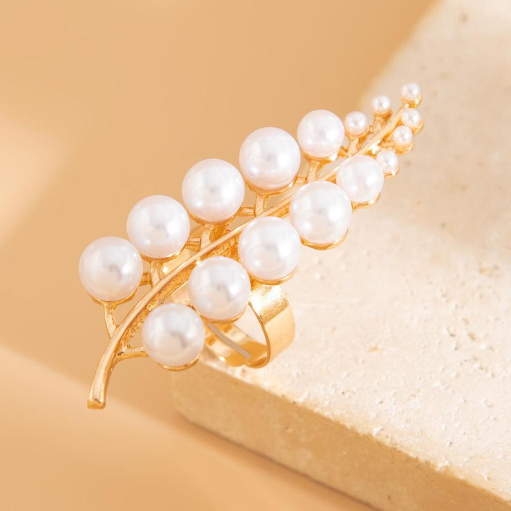 Модный женский набор колец из сплава с неровным дендритным дизайном и инкрустированными жемчужинами