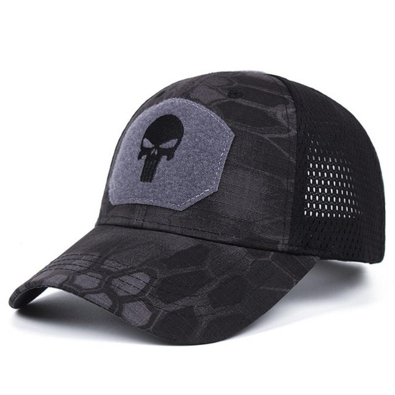 Unisex Skull Embroidered Top with Patch Breathable Baseball Caps Spring and Autumn Outdoor Adjustable Casual Hat Sunscreen Hat