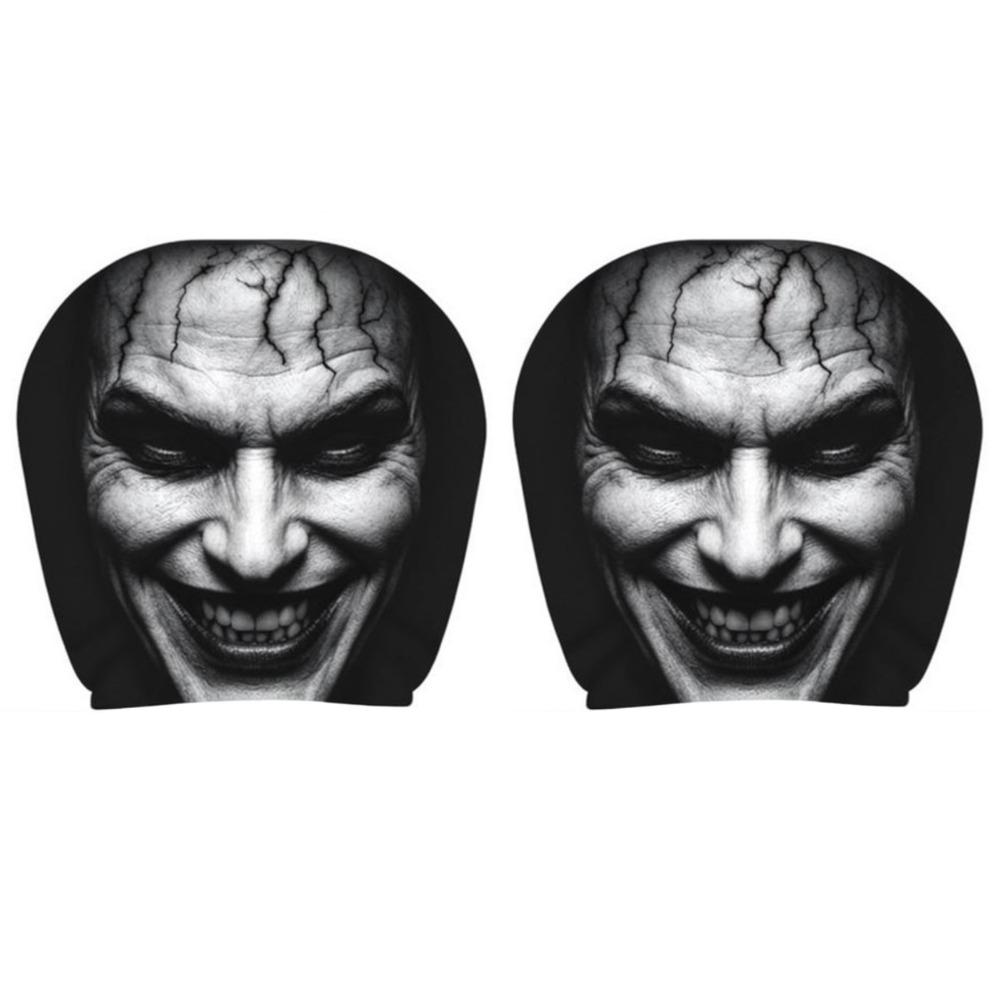 2Pcs Scary Face Printing Car Headrest Cover Car Headrest Protector Auto Interior Accessories