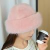 Yousheng Faux Fur Winter Bucket Hat Solid Color Soft Texture Thickened Warm Plush Hat Gentle Feel Winter Headwear