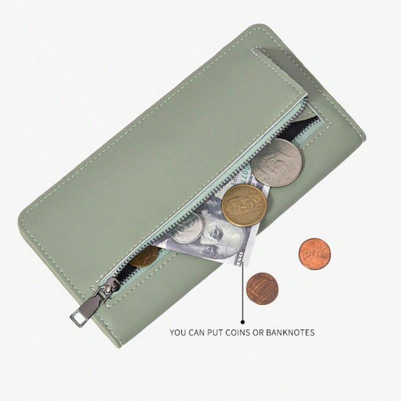 1 шт. ультратонкий кошелек для женщин с блокировкой RFID, держатель для кредитных карт, двойной клатч, кошельки на молнии, дорожный длинный кошелек