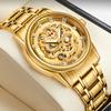 Крутые Золотые Драконы Длинные WLISTH Деловые Мужские Аналоговые Кварцевые Часы Мода Нержавеющая Сталь Отображение Даты Светящиеся Наручные Часы