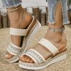 Fashion Fashion Weaving Wedge Heel Sandals for Women 2025 Summer Thick Sole Beach Slippers Woman Comfy Slip On Platform Sandalias Mujer
