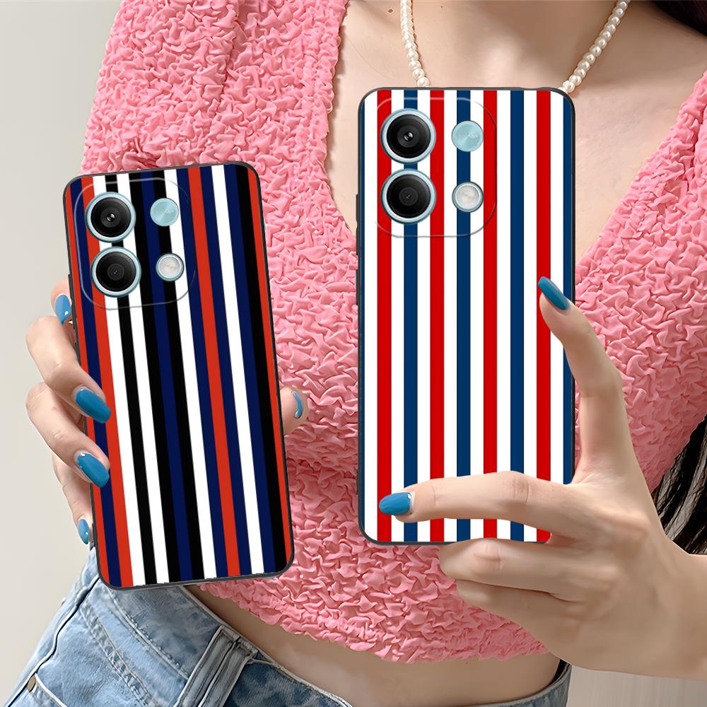 Чехол для мобильного телефона в красно-синюю полоску для Xiaomi Redmi Note 14 13 12 11 S Pro Plus 4G 5G Цветной печатный чехол Красивый роскошный чехол