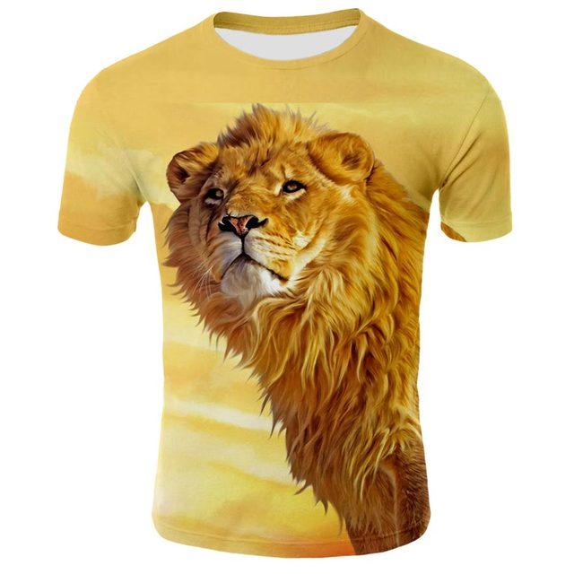 New Cool Lion Graphic 3D Men's T Shirt Unisex Fashion Animal Oversized Shirt O'Neck Breathable Short Sleeve Casual Tops & Tees