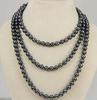 NATURAL 7-8 MM TAHITIAN BLACK PEARL NECKLACE Long 50 Inches