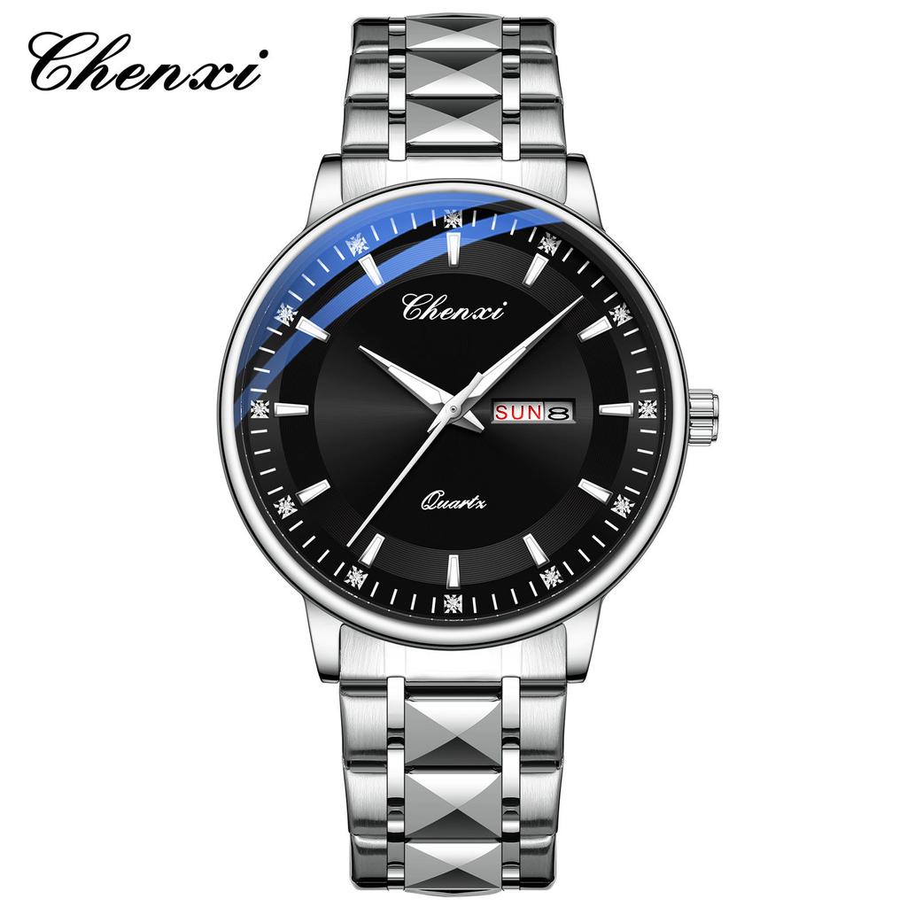 Men's Calendar Night Light Waterproof Watch Double Calendar Dial Fashionable Trendy Quartz Watch
