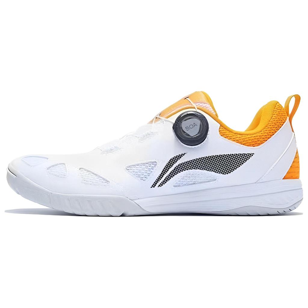 Li Ning Mage ESS износостойкие дышащие низкие кроссовки для настольного тенниса унисекс Белый Оранжевый APTT001-2