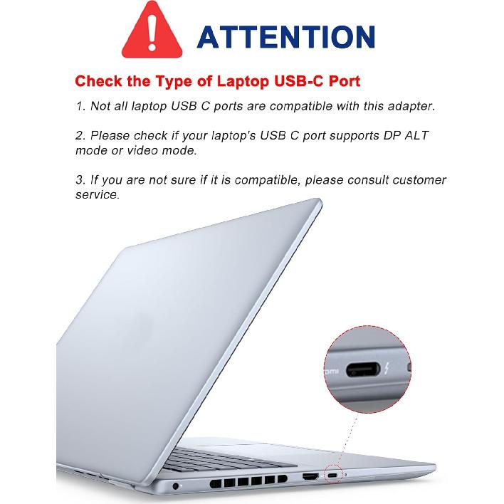 USB C to Dual HDMI Adapter 4K,Docking Station Dual Monitor, Type C to HDMI Splitter Extended Display, Laptop Docking Stations Connect Two Monitor,