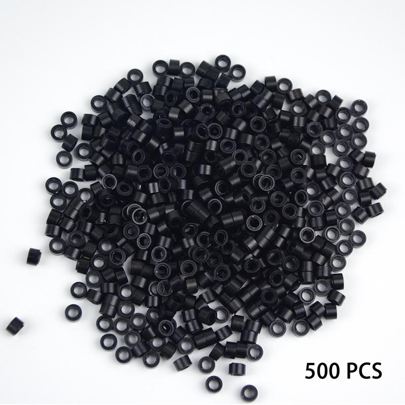 500 Pcs Hair Extensions Rings 5.0X3.0X3.0mm Micro Silicone Lined Link Hair Beads for Hair Extensions