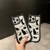 Cartoon Cute 3d Cat Ears Black Cat Doodle Case for iPhone 15 Pro Max 14 Plus 13 12 Pro 11 All-inclusive Fall Protection Cover