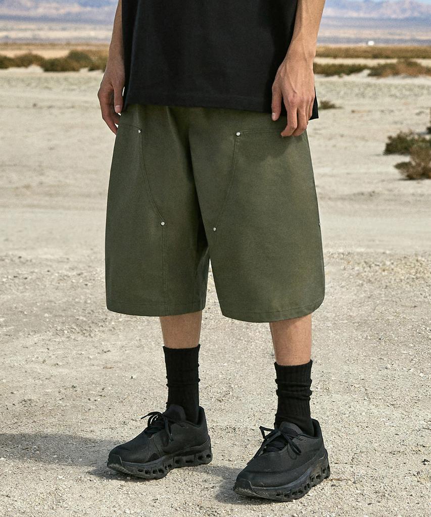 MINIMALPROJECT Wide Carpenter Cotton Bermuda Half Pants Msp303 [Khaki]