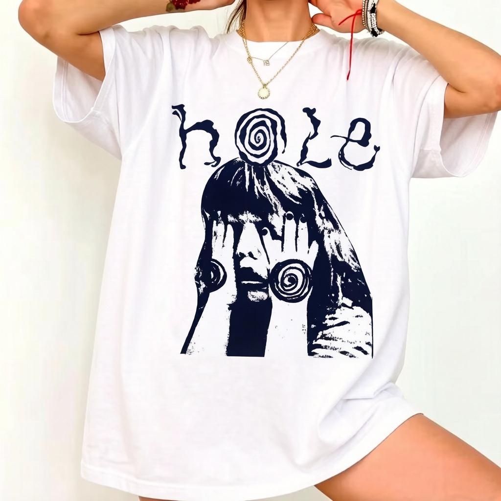Band Pattern Tshirts Cute Shirts Fashionable Shirts Gothic Style Holey Tshirt Neutral Cotton Shirts 90s Style Band Shirts