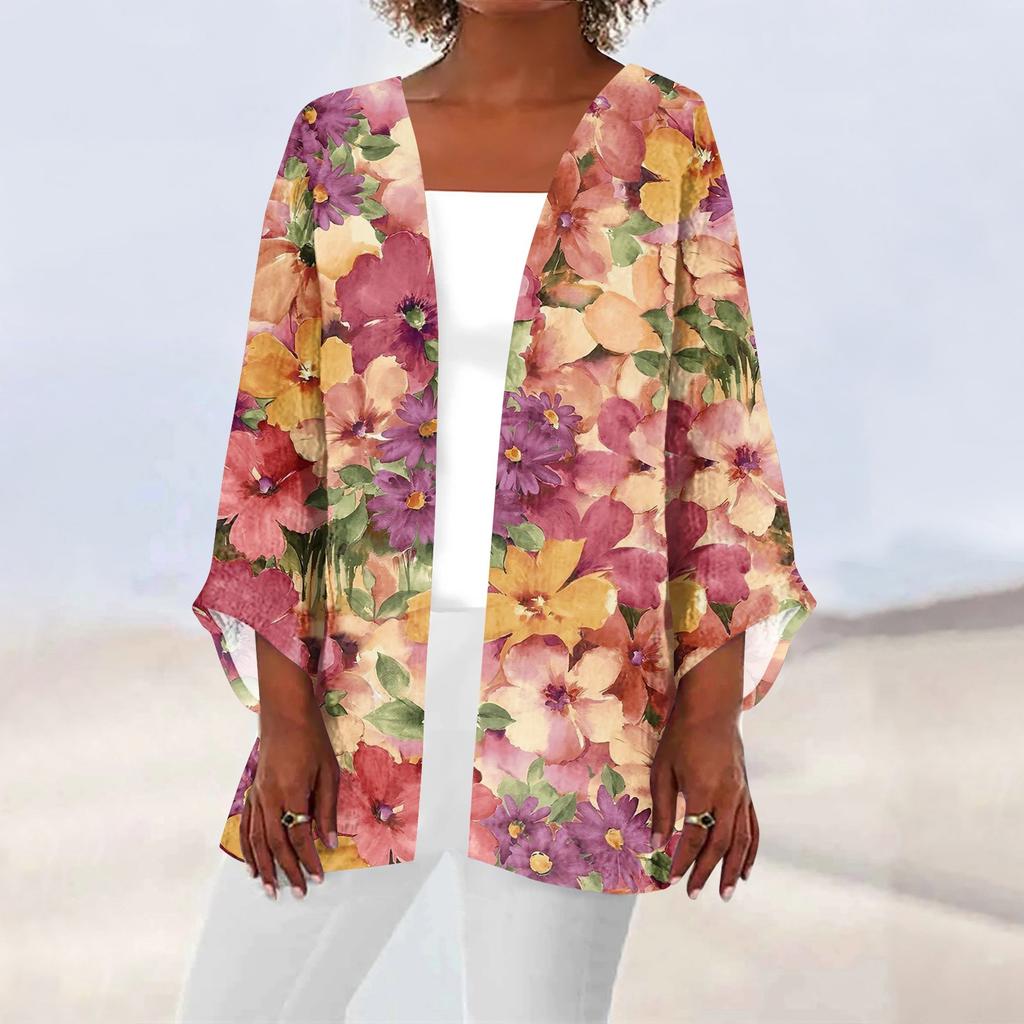 Женская повседневная модная легкая куртка средней длины с принтом, кардиган