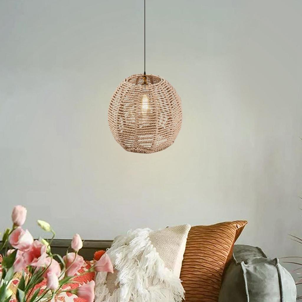Абажур для подвесной лампы из бумажной веревки, ротанга, плетеный вручную, в стиле бохо, для кухонного острова, спальни,