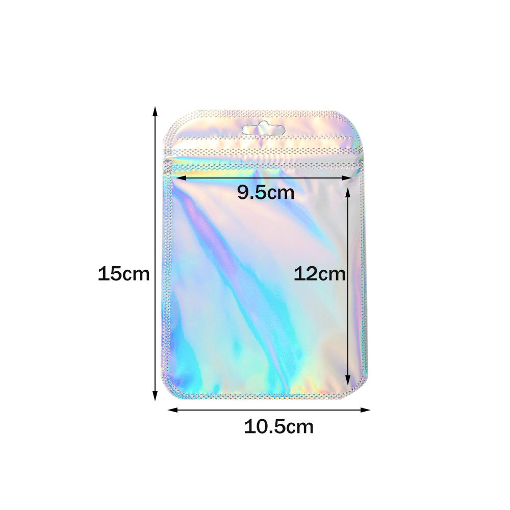 50 шт. голографический лазерный прозрачный пластиковый мешок для ювелирных изделий на молнии для хранения бусин в подарок для малого бизнеса упаковочные материалы