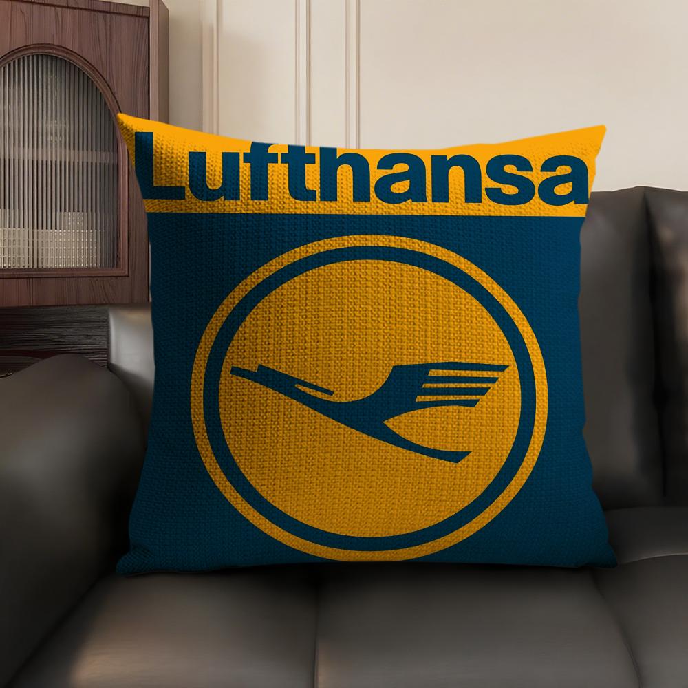 L-Lufthansa Немецкие Авиалинии Наволочка Натуральный Лен Органическая Ткань Двусторонняя Печать Диван Домашний Декор Подарок Чехол на Подушку