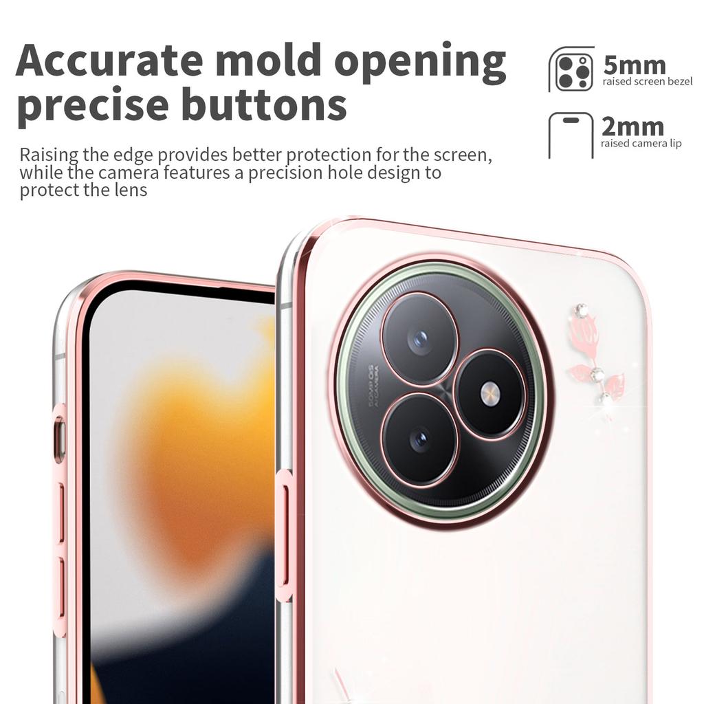 Для Xiaomi Redmi K80 Ultra 5G Чехол Цветочный Декор Стразами ТПУ Чехол для Телефона