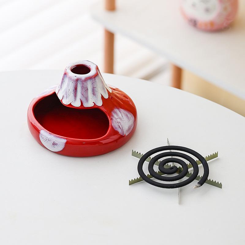 Mosquito Coil Holder Home Creative Ceramic Volcano Mosquito Coil Holder Fire-resistant Mosquito Coil Stove Coil Holder Ash Tray