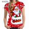 Short Sleeve Cartoon Santa Claus Women 3d T-shirts Street Hip Hop Cute Ladies Tee Christmas Style Loose Casual Tops