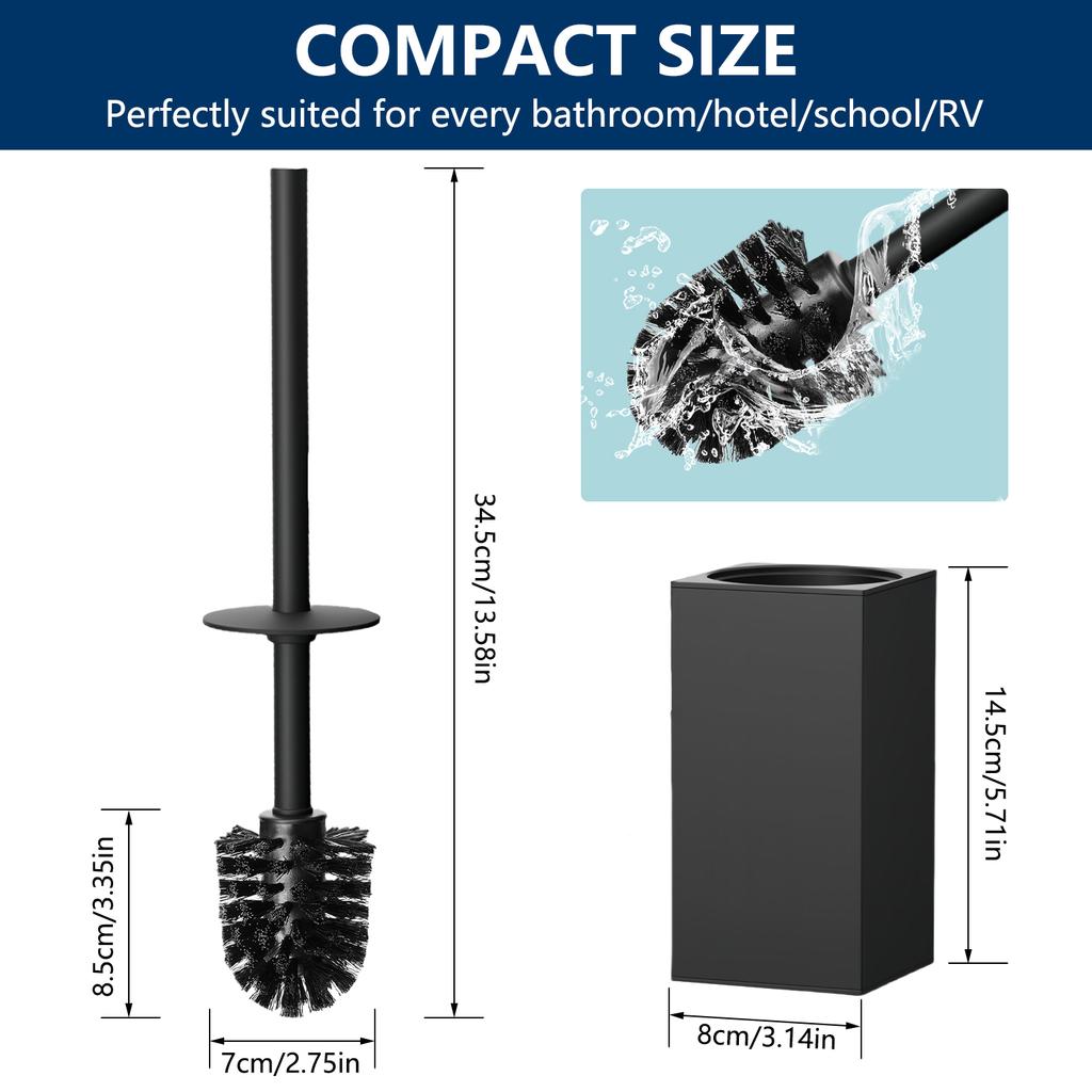 Набор туалетной щетки и держателя Отдельно стоящая щетка для унитаза из нержавеющей стали Квадратная щетка для глубокой очистки для хранения и организации ванной комнаты