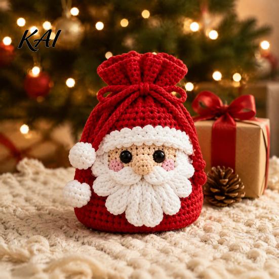 Small Item Storage Pouch Christmas Crochet Kit, DIY Santa Snowman Pouch, Cute Penguin Elk Bear Kit Designs, Bag Craft for Beginners, Handcrafted