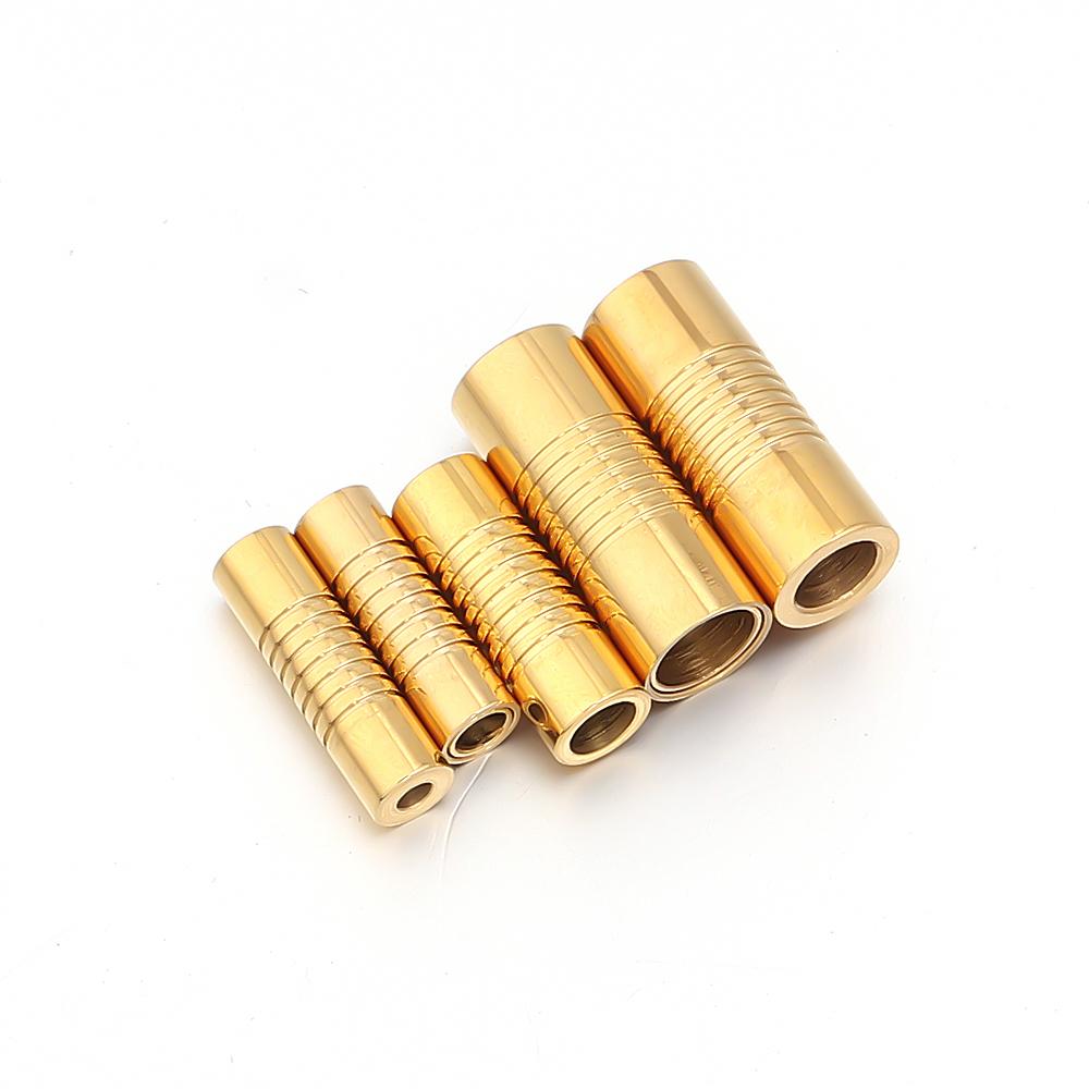 5Pcs Stainless Steel Strong Magnetic Clasps Gold Cylindrical Buckle For Round Leather Bracelet Connectors DIY Jewelry Accessory