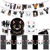 Cartoon Cat Theme Party Disposable Tableware Set White Cat Black Cat Paper Plates Cups Napkins Girls Cat Birthday Party Supplies